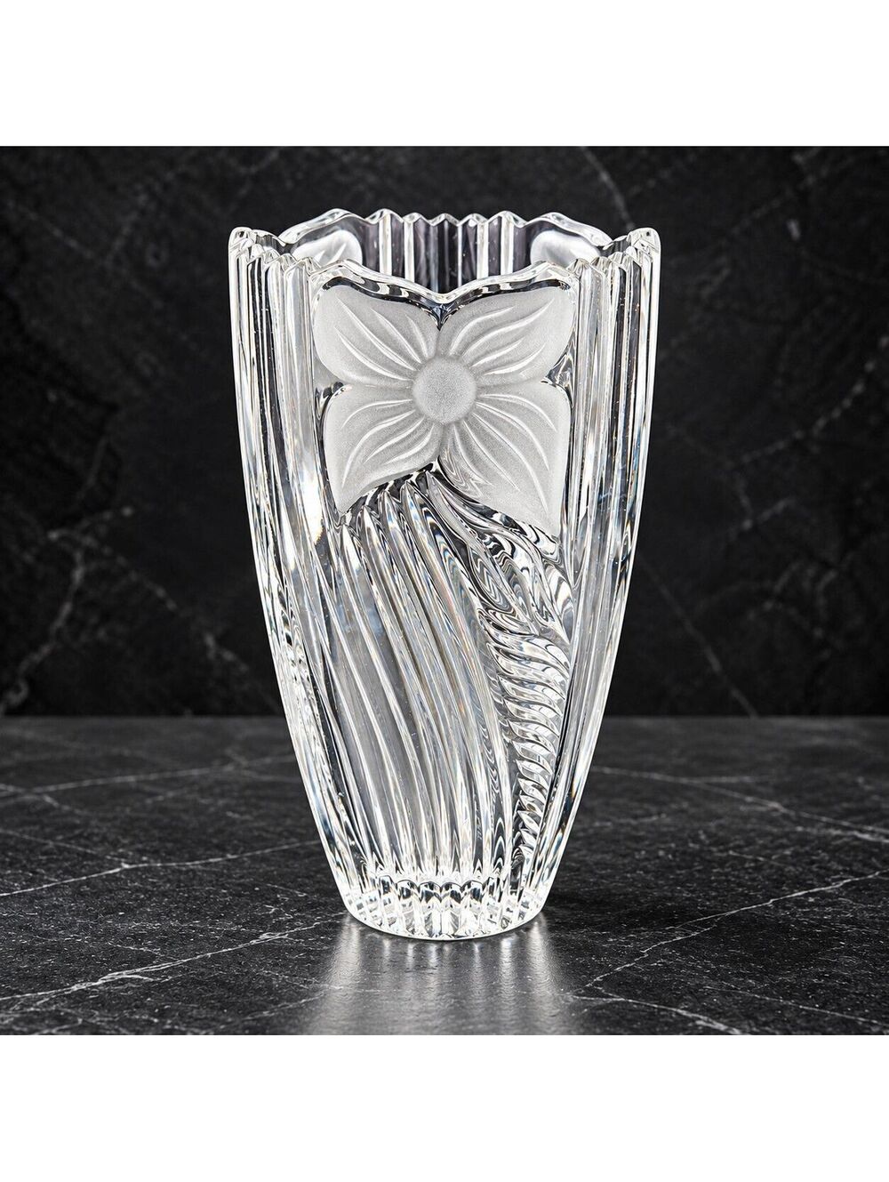 Vintage Anna Hutte Bleikristall Lead Crystal Floral Vase Made In Germany 8"